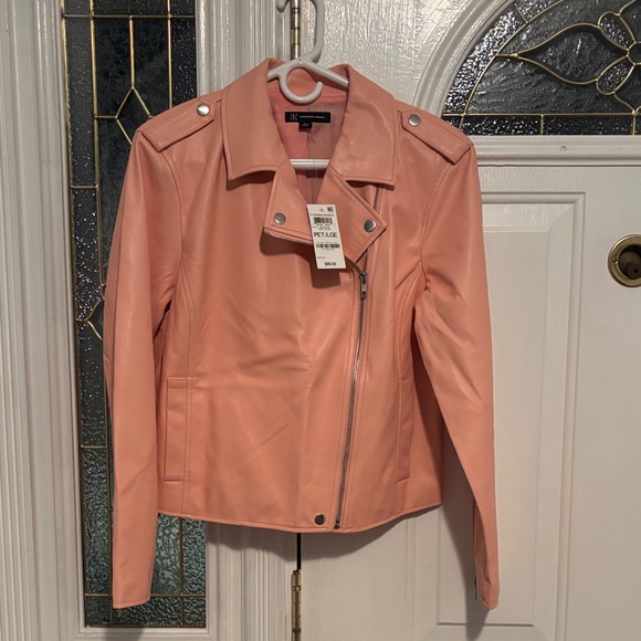 INC International Concepts Coral Faux Leather Jacket